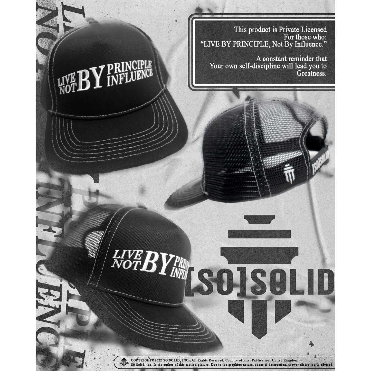 So Solid Mantra Embroidered Trucker Hat - Black - SO SOLID UK