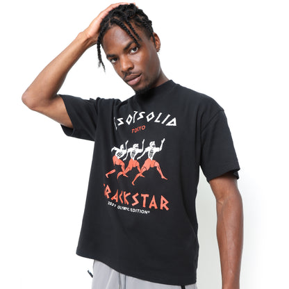 TOKYO TRACKSTAR S/S TEE - BLACK + CHERRY RED 103 - SO SOLID UK